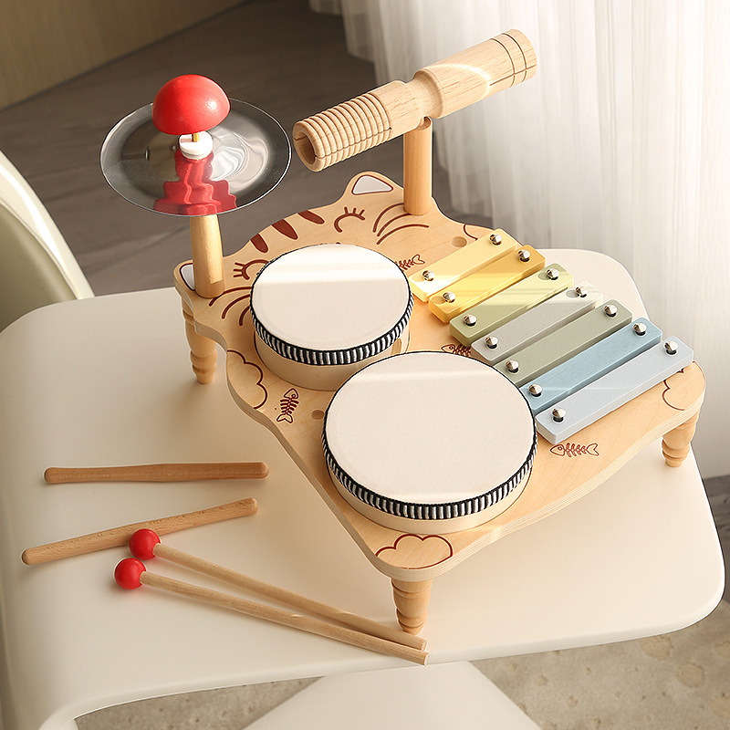 Conjunto de percusión de madera para niños tambor niños y niñas simulación Jazz tambor Orff percusión instrumento musical 3-6 años juguete