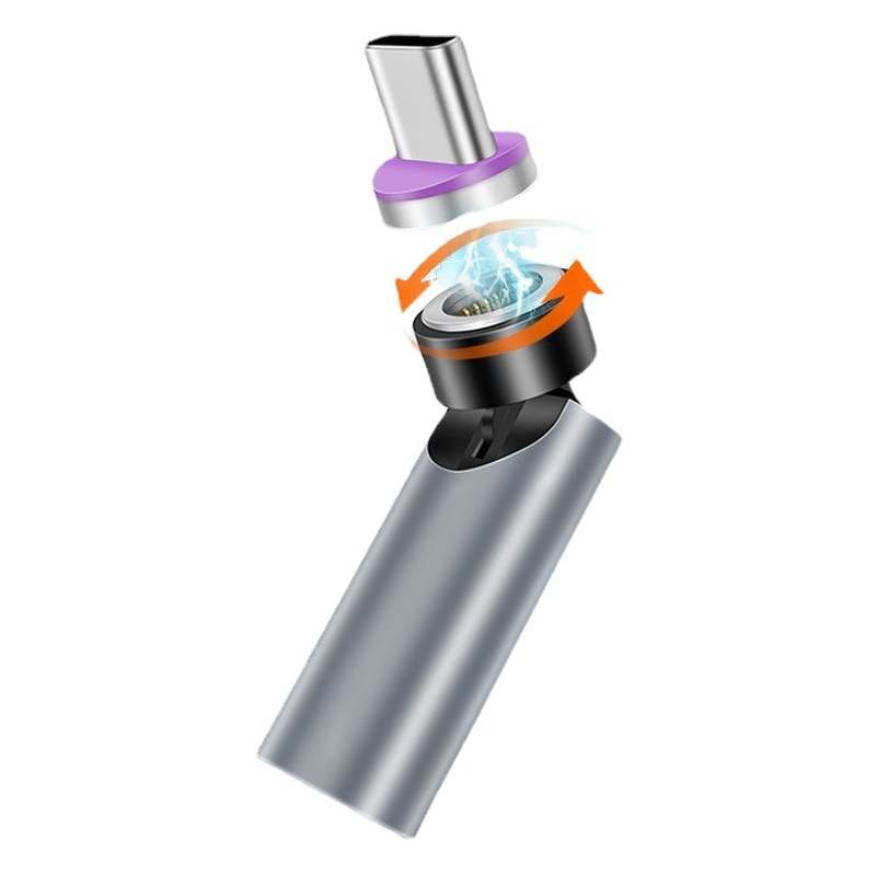 Adaptador magnético giratorio de 540 grados Adaptador de transmisión de datos TYPEC Adaptador de línea magnética de teléfono móvil de carga rápida 3A
