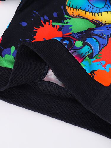 INS Infant, baby boy, spring and autumn style, fleece hooded cartoon dinosaur print, long-sleeved top, trousers, trendy