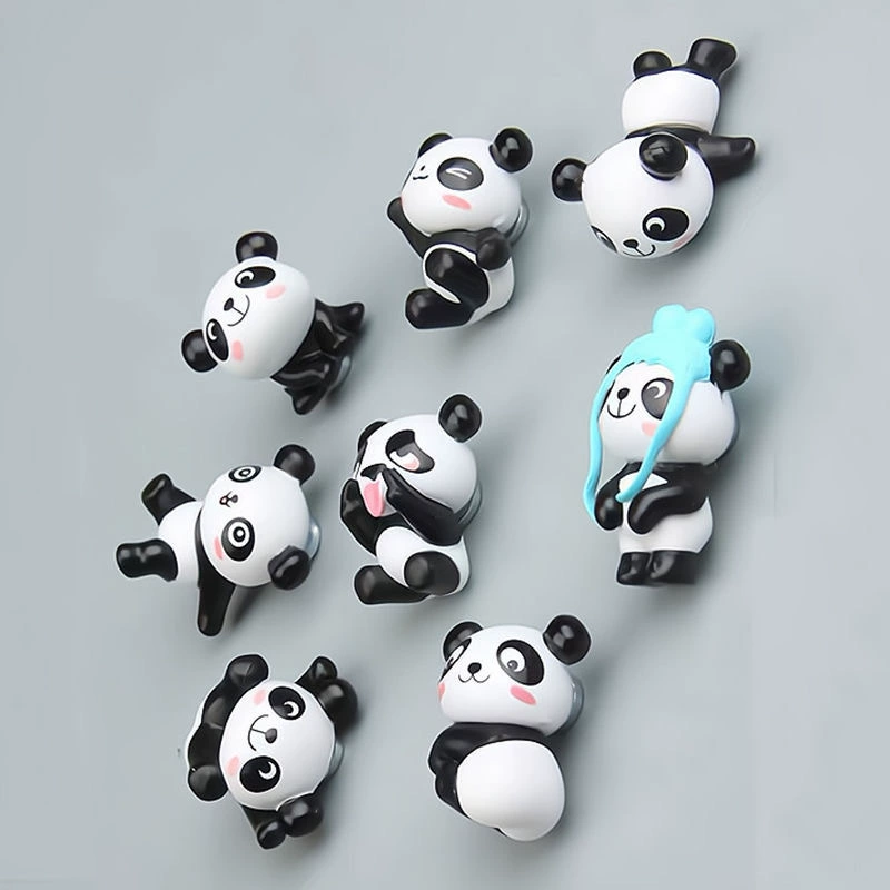 Fridge magnet, three dimensional set, magnetic souvenir, panda, 8 pieces, in 3d format