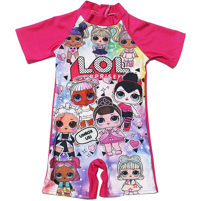 Traje de baño para niños de dibujos animados de comercio exterior traje de baño para niñas de una pieza bebé mediano y pequeño traje de baño para niñas traje de surf manga larga