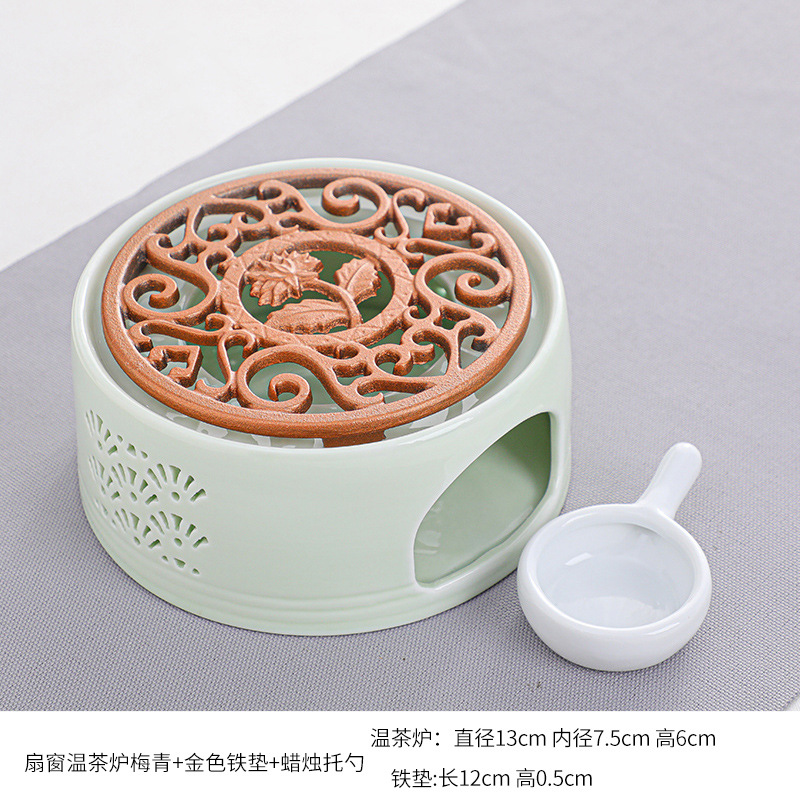 Té estufa vela restaurante Hotel hogar base de cerámica chino hueco aislamiento calefacción vidrio fruta flor tetera