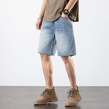 百搭显瘦神器短裤男夏季轻薄简约宽松青年学生运动男士五分牛仔裤