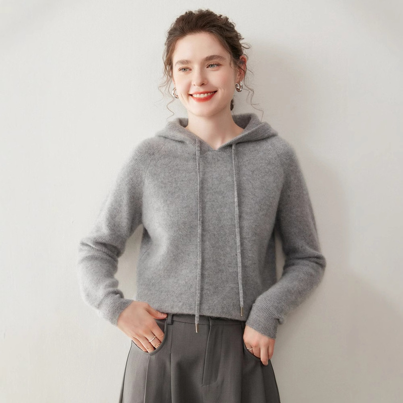 Autumn and Winter New Style Ingot Needle Cashmere Hoodie Women's Loose Thickeneded Knitted Sweatshirt Age-Reducing Hoodie Casual Sweatshirt Autumn and Winter New Style Ingot Needle Cashmere Hoodie Women's Loose Thickeneded Knitted Sweatshirt Age-Reducing Hoodie Casual Sweatshirt