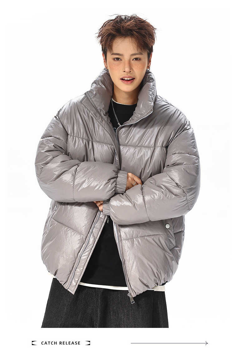 Nylon-Baumwollwattierte Kleidung für Damen und Herren, lockere Baumwollwattierte Jacken, Brotkleidung, Stehkragenjacken für Herren_voghion.com