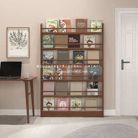 书架绘本架幼儿园儿童书架落地后挂置物门墙上报刊架两用实木