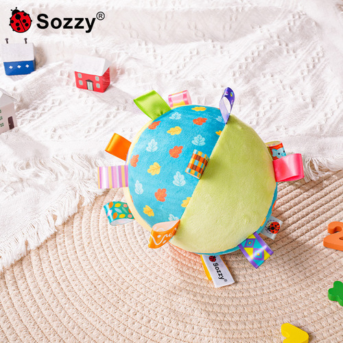 Sozzy Newborn Exercise Grab Rattle Plush Soothing Baby Puzzle Hand Grab Ball Baby Toy Rattle Ball