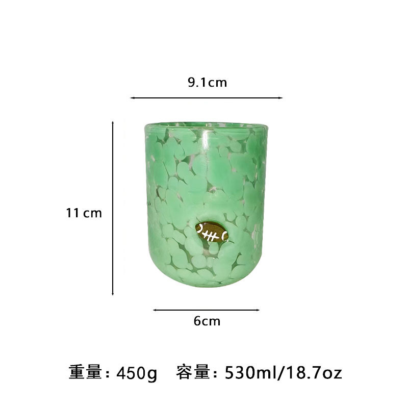 中古人工开口贴片水晶玻璃杯樱桃草莓压花贴片装饰饮品咖啡杯|undefined