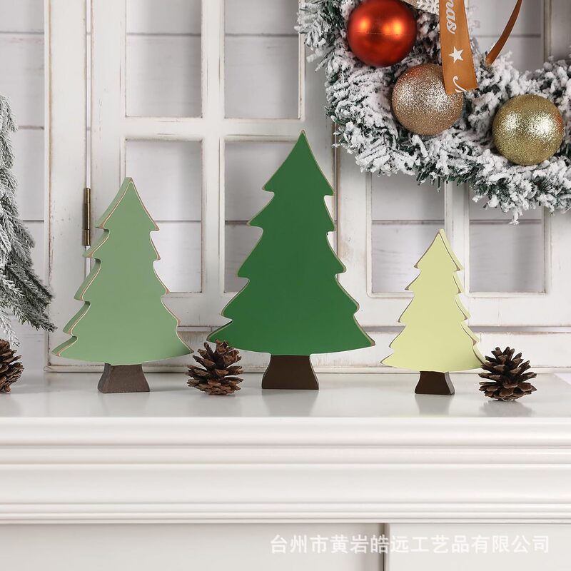 木製クリスマスギフト 3 つの松の工芸品の装飾品シーンマッチング撮影小道具クリスマス装飾|undefined