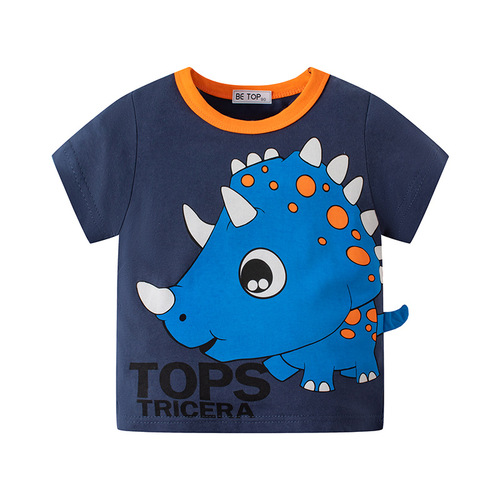 Children's Summer Clothing Pure Cotton New Men's Short Sleeve T-shirt Baby Summer Cartoon Half Sleeve Top Children's Clothing Dropshipping One Piece