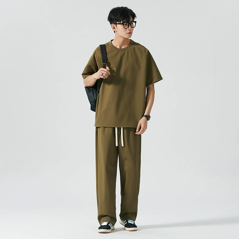 Трансграничный американский модный набор бренда мода для мужчин весной новый круглый вырез с короткими рукавами повседневные брюки повседневный набор из двух частей