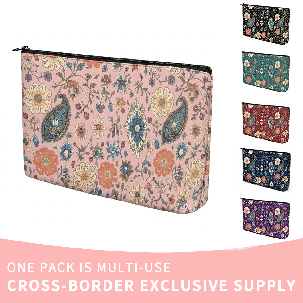 Amazon Cashew Mahjong Bag Large Capacity Makeup Bag Zipper Pouch Toiletry Bag Portable Printed Lipstick Storage Bag