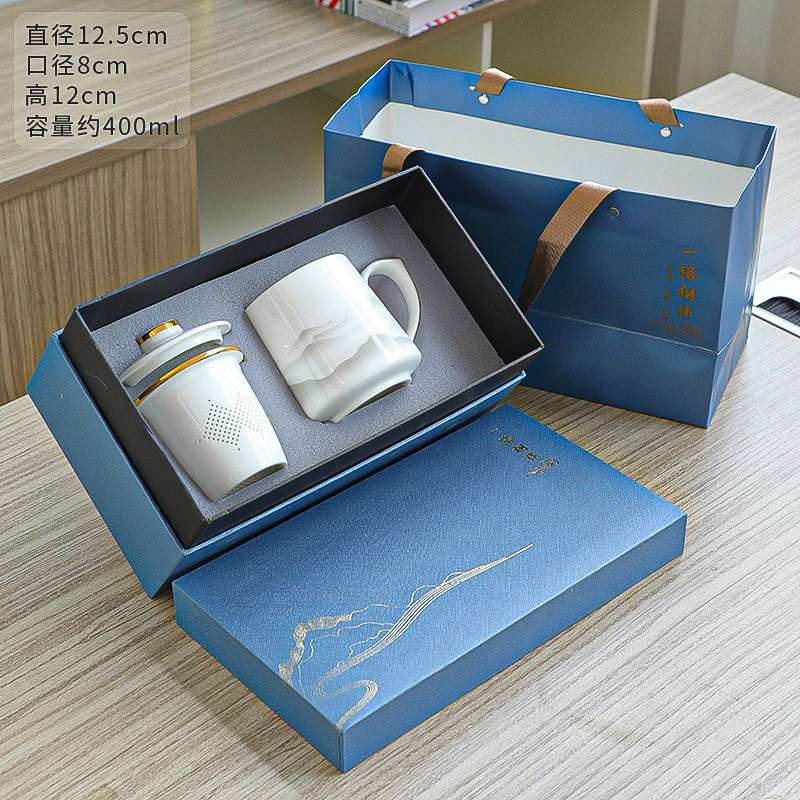 ティーカップ陶磁器茶水分離水カップ泡カップ事務カップ個人カップフィルターマグカップ付きお土産ロゴ|undefined