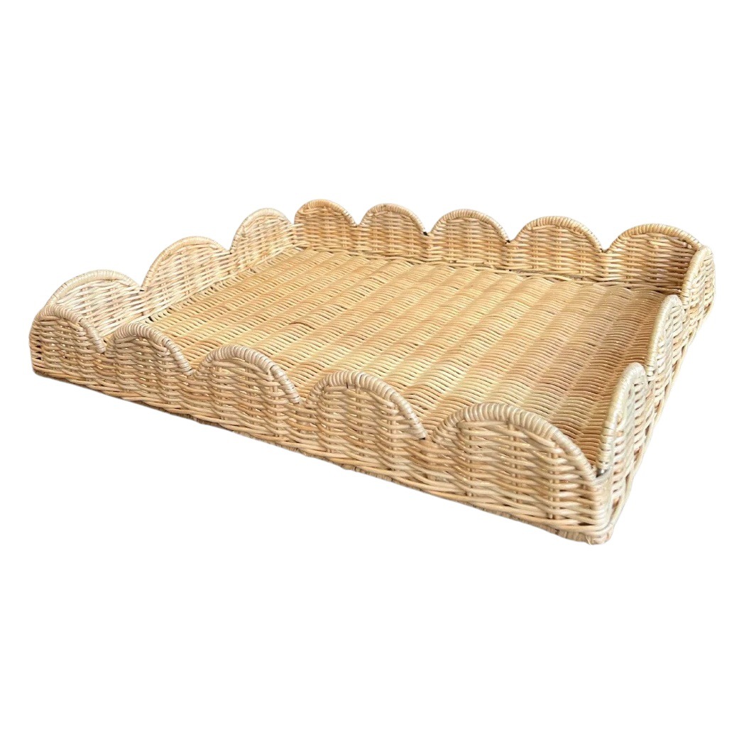 Bandeja de almacenamiento de ratán de jardín ratán natural hogar impermeable y a prueba de moho Almacenamiento de inactividad bandeja de frutas bandeja decorativa