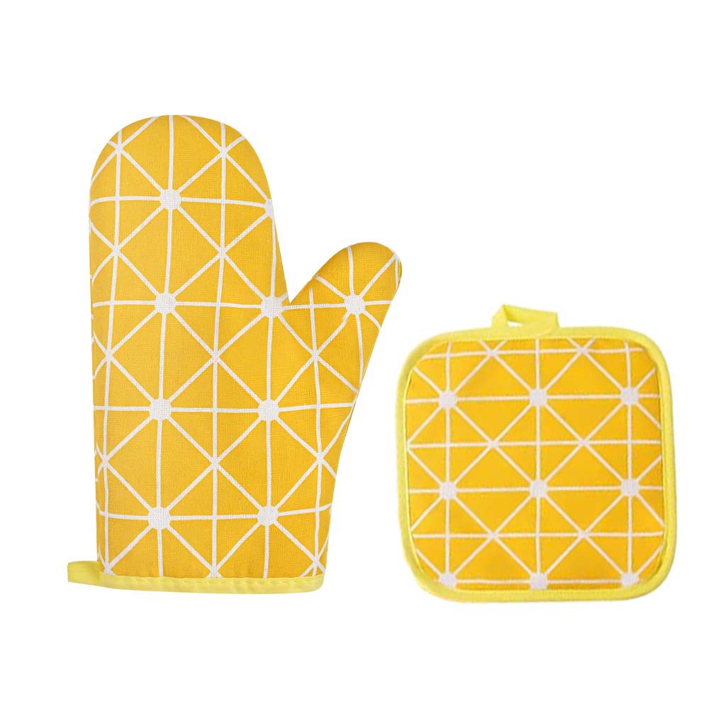 Guantes de cocción de algodón y lino guantes de microondas guantes de aislamiento térmico guantes de horno gruesos guantes resistentes a altas temperaturas guantes a prueba de quemaduras