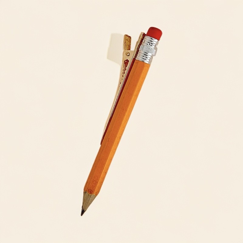 모자가 달린 노란색 연필 머리핀