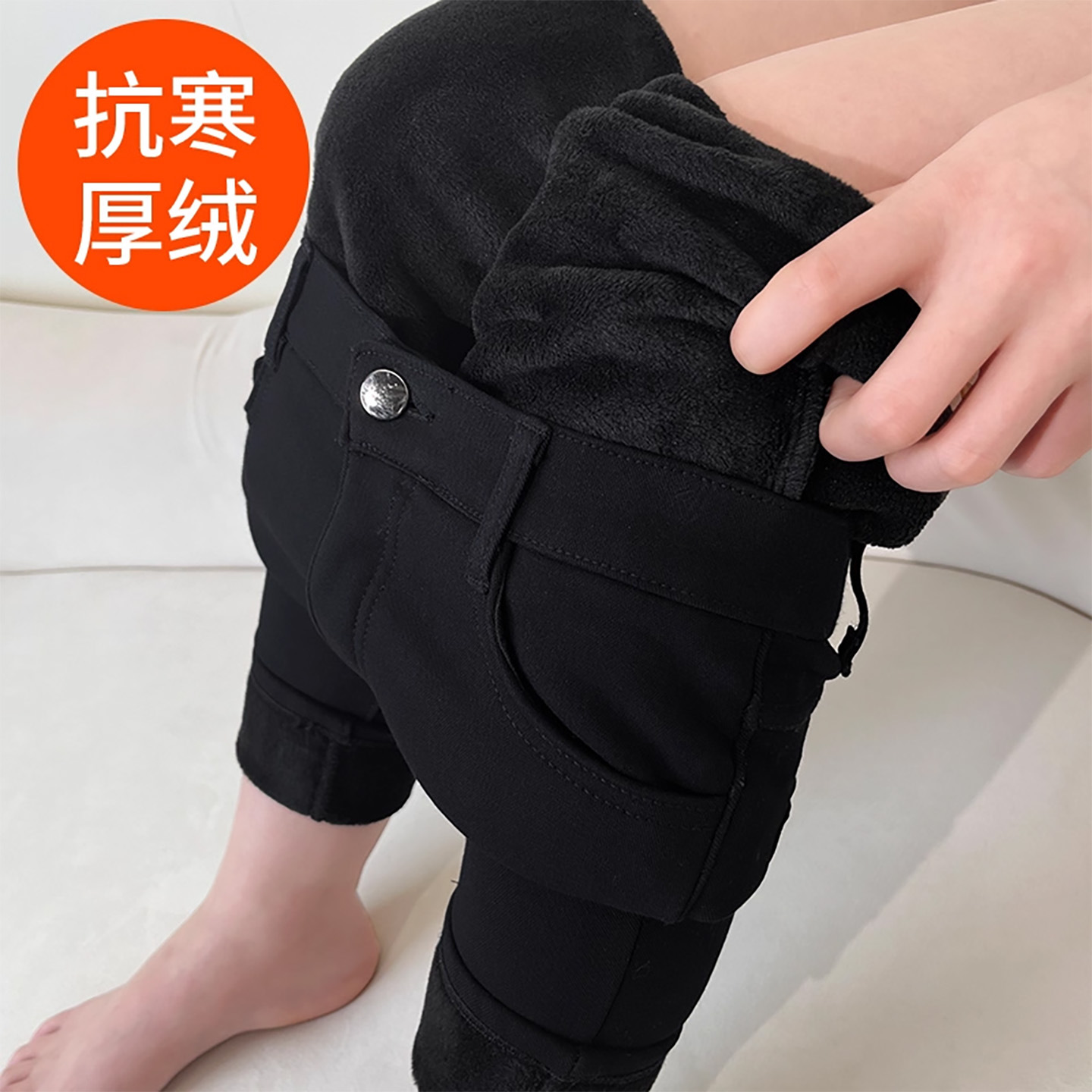 加绒打底裤女外穿秋冬季加厚棉裤保暖高腰显瘦紧身小脚弹力小黑裤