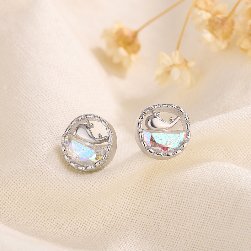 Simple Style Whale Copper Plating Ear Studs 1 Pair