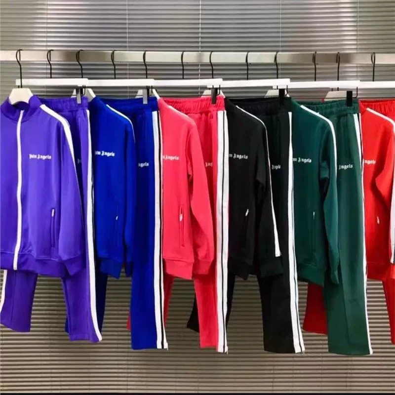 Palm Palm Ангел Angels Боковая черно-белая полосатая мужская и женская куртка Повседневный фиолетовый брюки костюм спортивный костюм