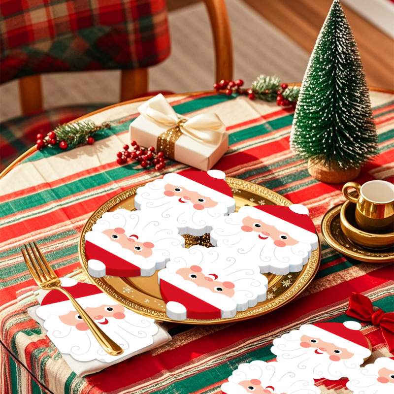 Cross-Border Amazon New Santa Claus Theme Cartoon Birthday Party Printed Paper Towel Napkin Party Decoration