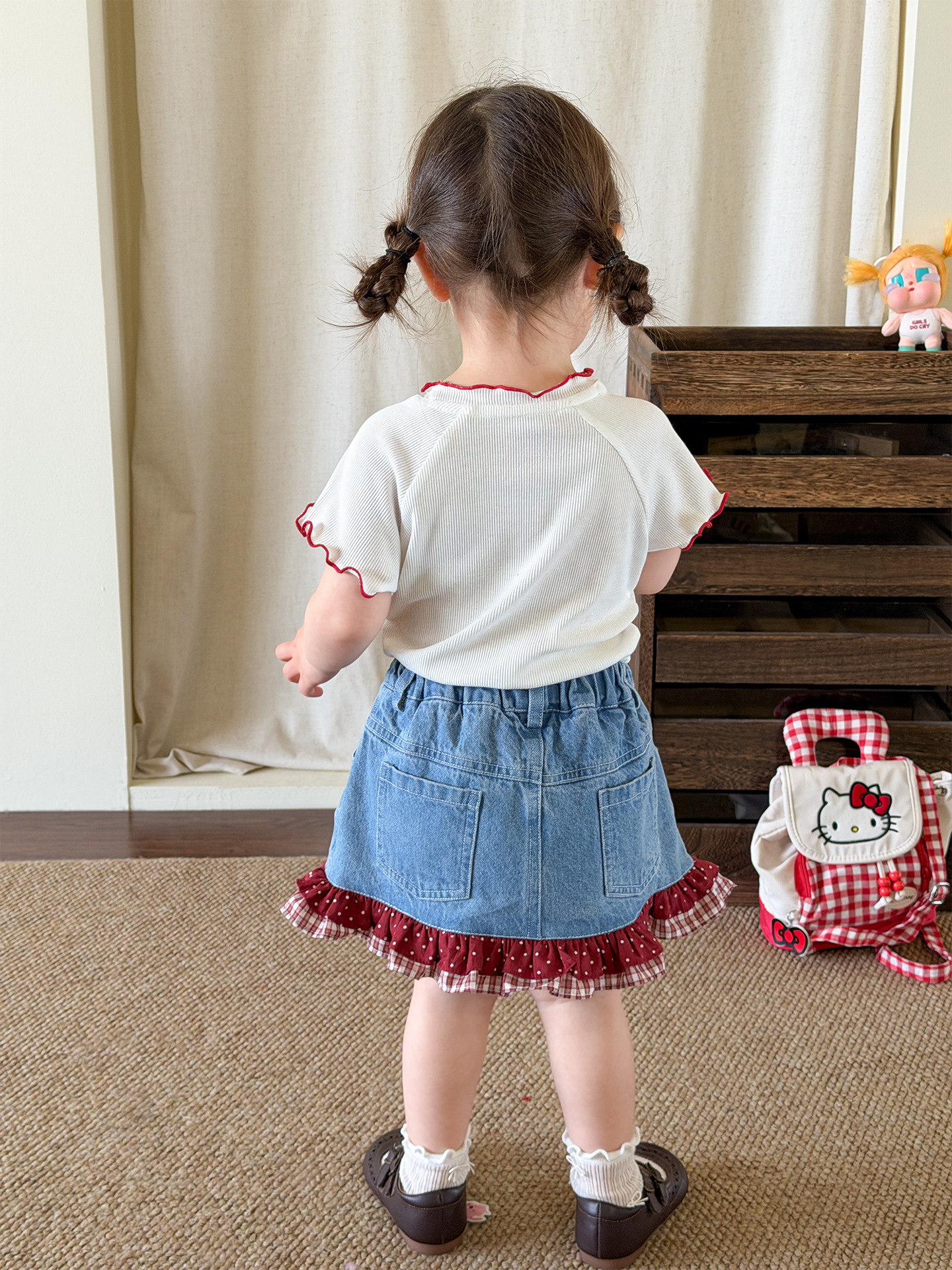 Caña de azúcar de pera ropa infantil niñas falda delgada verano 2026 falda de niños clase A bolsa de bebés falda corta de vaqueros