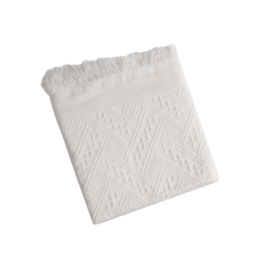 Ins style white knitted tablecloth sofa throw blanket sofa cover TV cabinet cover picnic cloth Nordic French throw towel