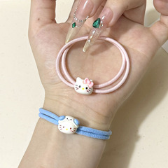 卡通可爱蓝粉猫咪发绳简约少女扎头橡皮筋发圈百搭森系发饰头绳