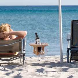 木质红酒架户外野餐沙滩插地酒桌红酒杯架便捷野餐桌红酒杯倒挂架