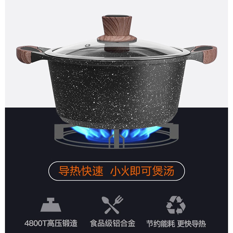Медный/каменный суповой горшок для дома, для на пару и тушения, для газовой и индукционной плит, с двумя ручками, с антипригарным покрытием