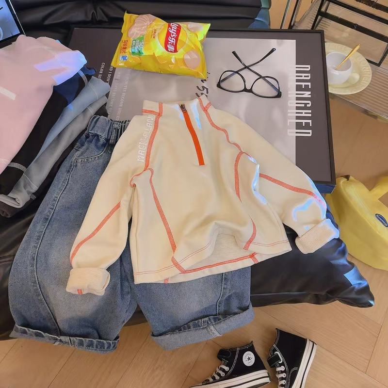 秋季新款儿童高领半拉链卫衣女童修身上衣保暖打底衫男童时尚外套|undefined