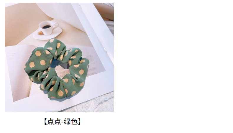 15g Weight Headwear Classification Birthday Occasion Geometric Pattern Women'S Gender Retro Style Khaki, White, Green, Blue, Yellow, Black Color Korean Retro Letter Wave Dot Hair Scrunchies 5