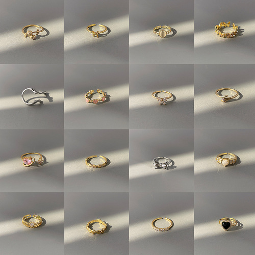 Japanese and Korean ins micro-encrusted zircon ring for women niche high-end index finger ring opening adjustable internet celebrity temperament ring