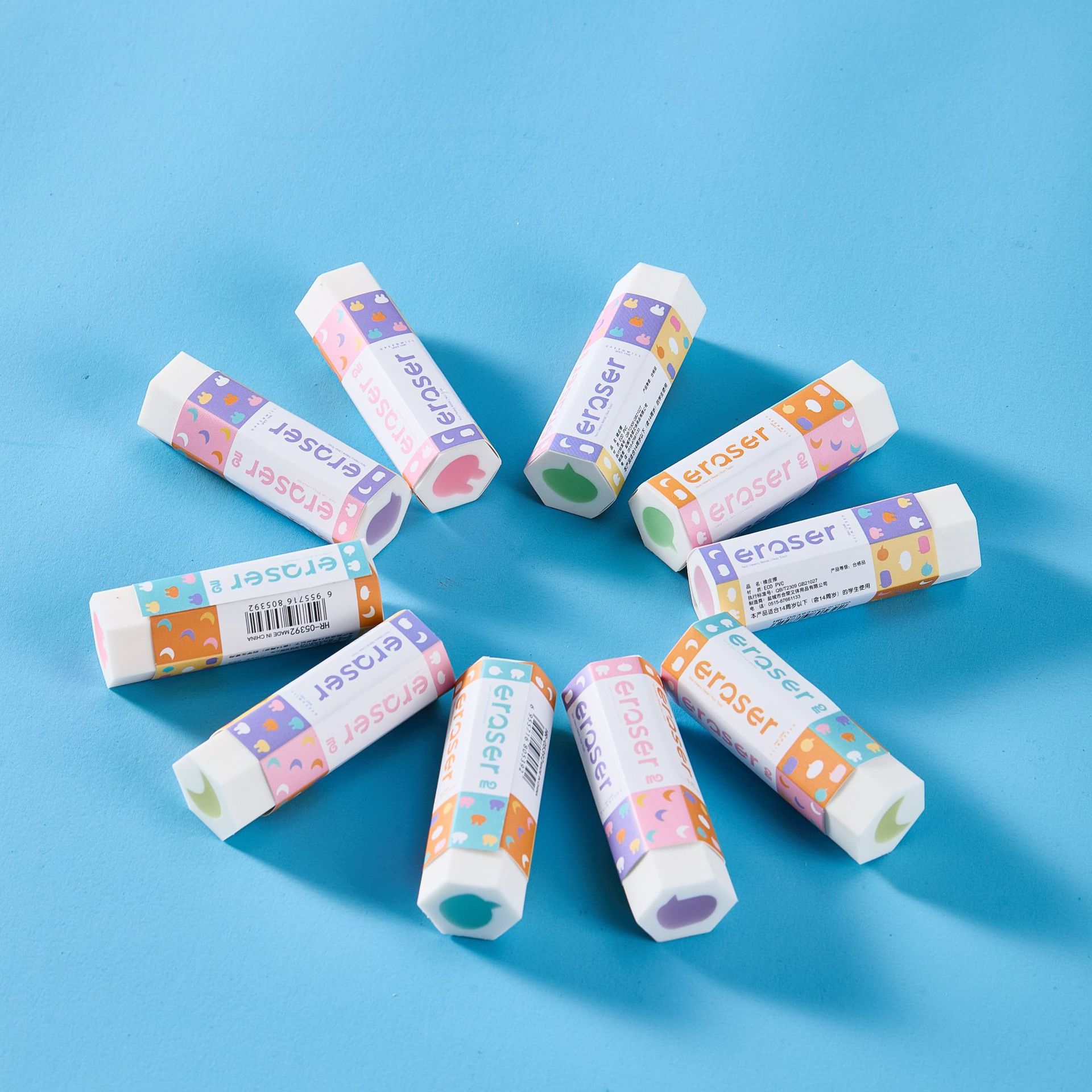 Borrador hexagonal Estudiante Boceto de arte Lápiz de lápiz Limpiar palabras en tiras Borrador de dibujo Menos migajas sin dejar marcas