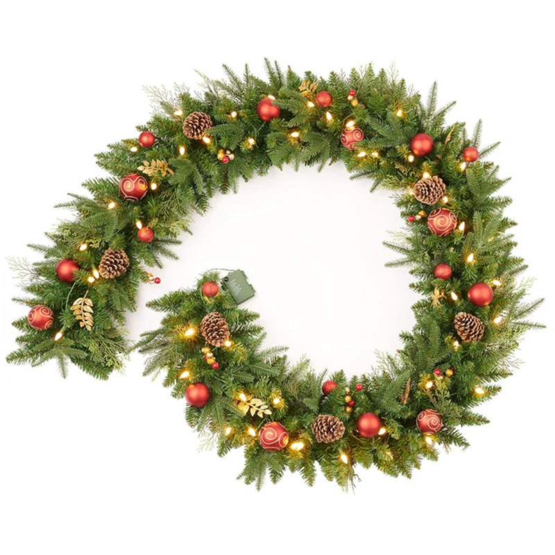 Factory Direct Sale PE PVC Pine Needle Mixed Ivy Vine with Lights Christmas Vine for Christmas Decorations