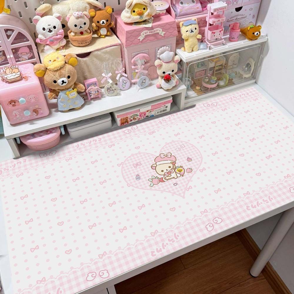 Rilakkuma Cute Desk Mat Leather Waterproof Environmentally Friendly Desk Mat Pink Girls Desk Mat Computer Tablecloth Dropshipping