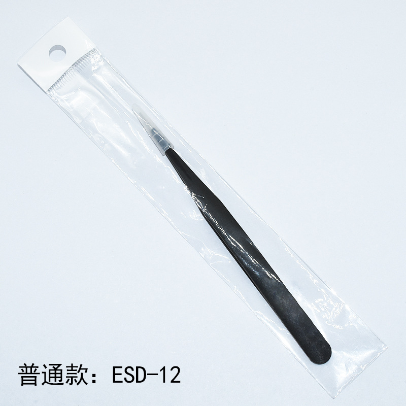 Pinzas de acero inoxidable para manualidades, pinzas puntiagudas para decoración de uñas, pestañas postizas, herramienta antiestática ESD-15 para bisutería.