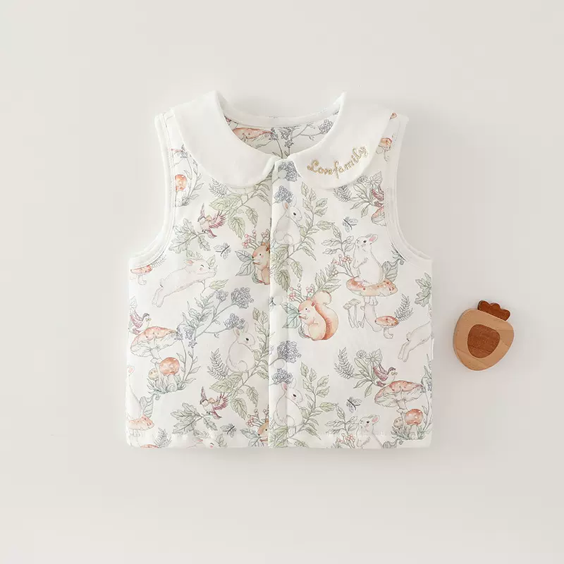 婴儿马甲秋冬夹棉薄棉保暖60g棉 新生儿衣服外穿背心男女宝宝坎肩