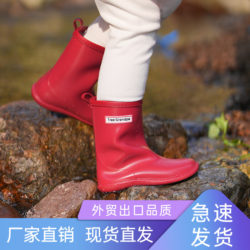 儿童雨鞋出口跨境外贸防滑软底轻便小童男女宝宝中筒雨靴幼儿水鞋