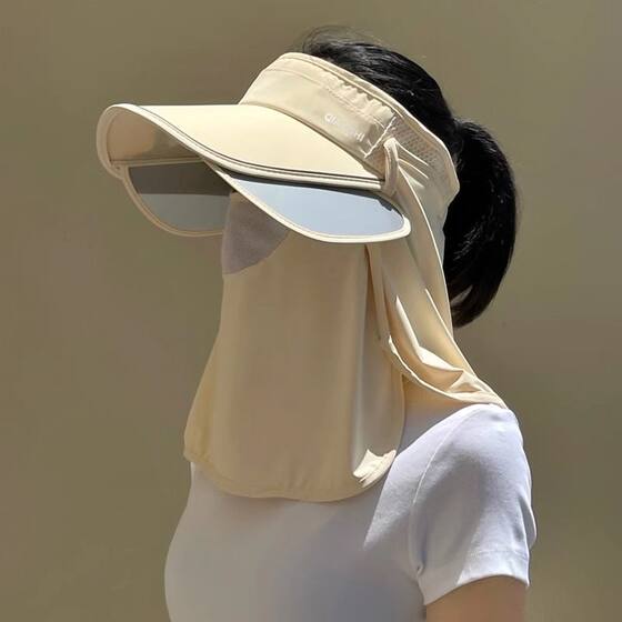 Sun Hat Women's Summer Anti-UV Face-Covering Mask Sunscreen Hat Mask Neck One-piece Empty Top Riding Sun Hat