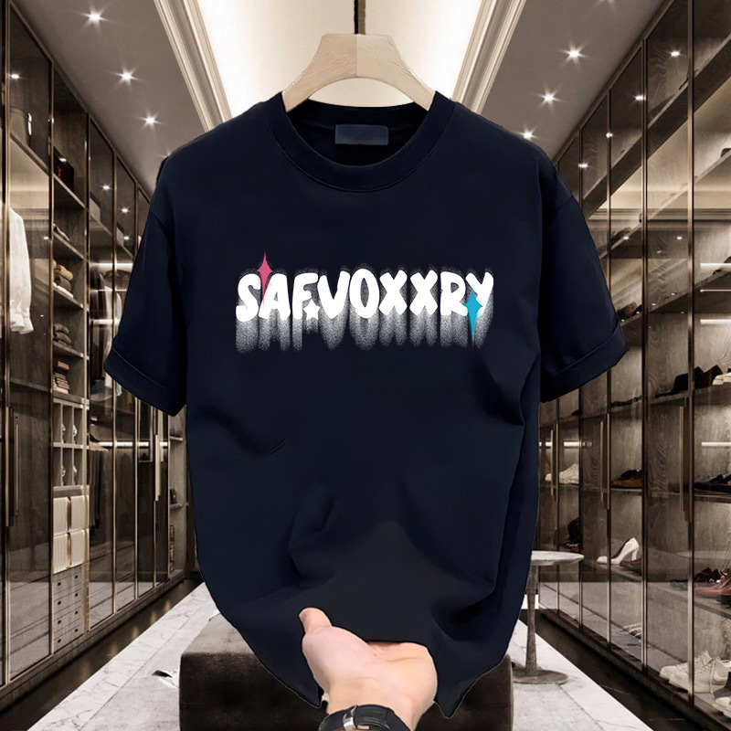 Abbigliamento estivo da uomo, camicia bianca pesante da uomo, con fondo bianco puro, mezza manica, maglietta nera con stampa cartoon_voghion.com