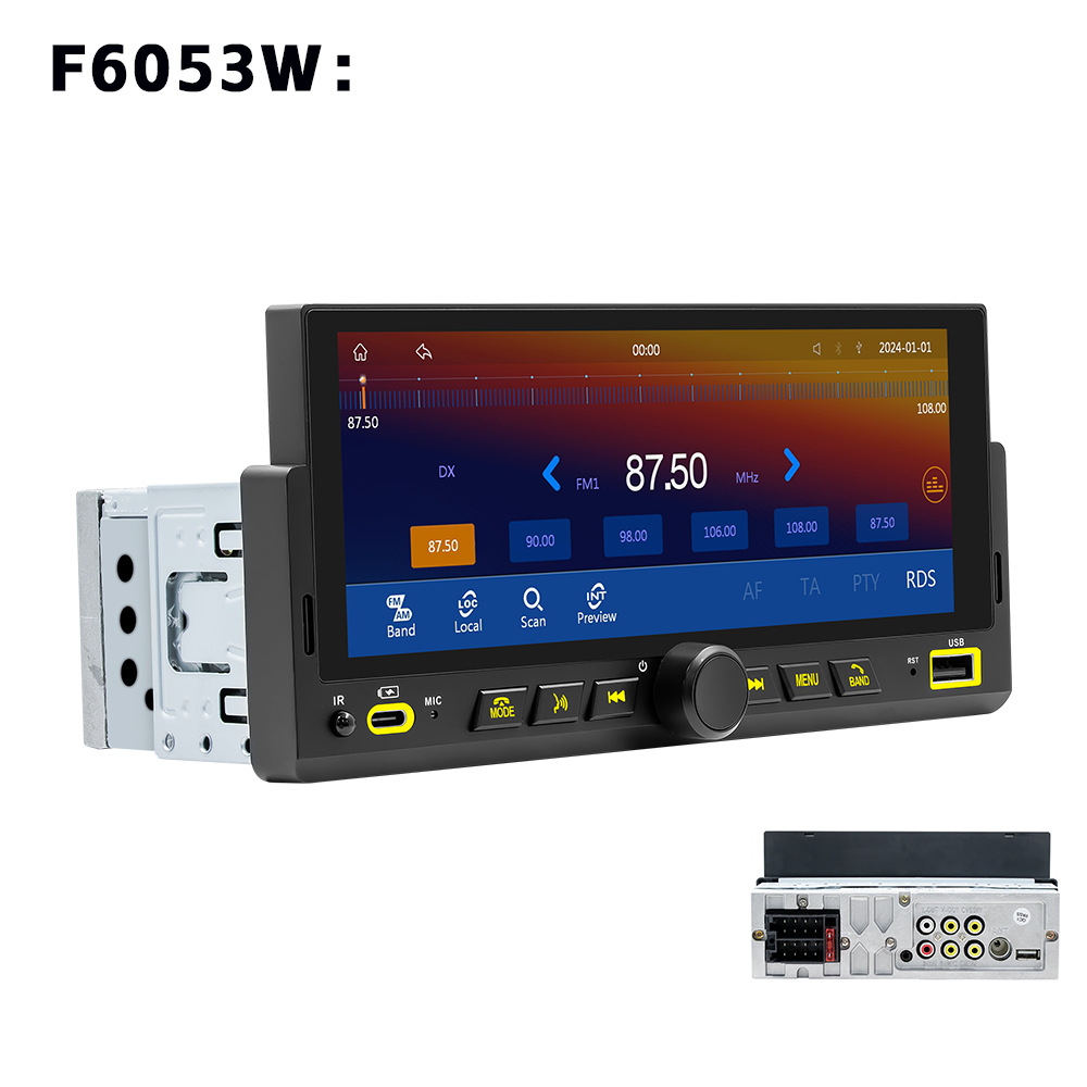 Transfronterizo de 6.86 pulgadas de un solo eje MP5 reproductor de automóviles de alta definición retroceso carplay radio RDS