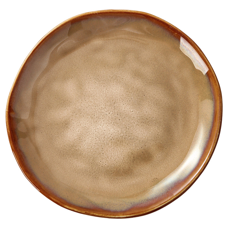 Retro horno de forma especial cubiertos de cerámica hogar plato profundo plato de sopa plato poco profundo restaurante plato de sombrero de paja pasta plato de ensalada de frutas