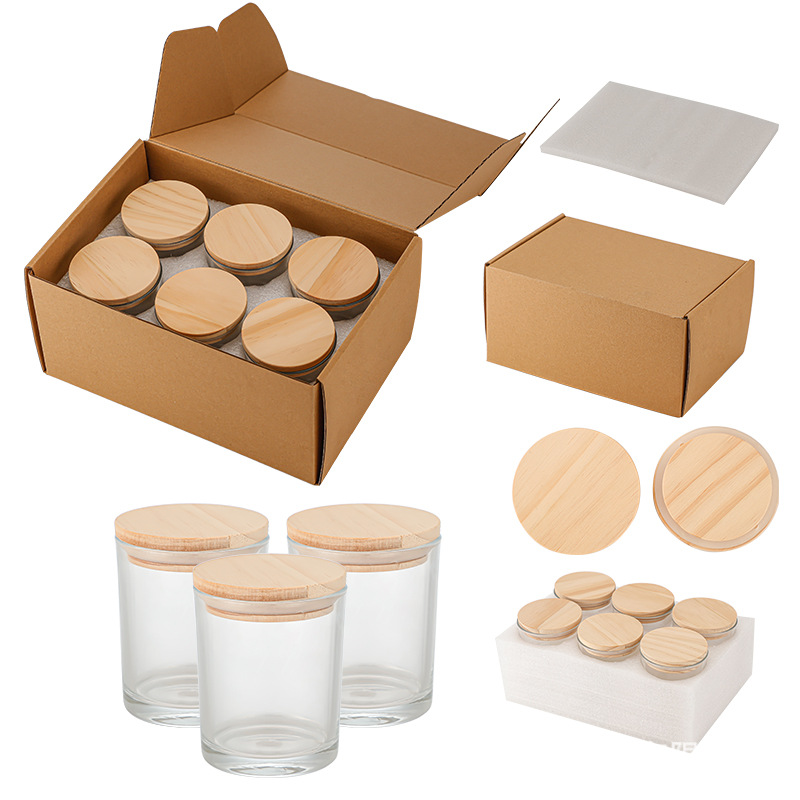 Copa de velas de aromaterapia de vidrio de Amazon Copa de velas con tapa de bambú y madera Juego de 24 Velas para dormitorio en casa Taza de vidrio