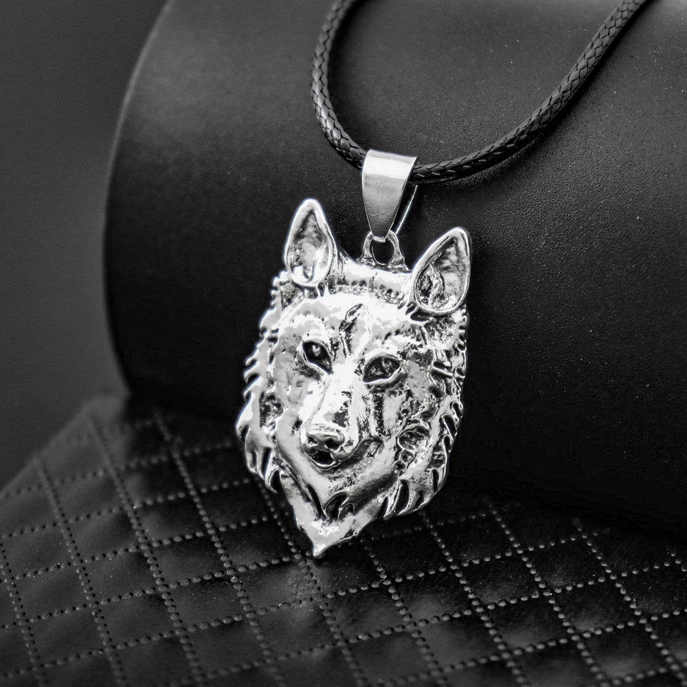 TEMU hot selling wolf head necklace animal power Norwegian ethiopian…