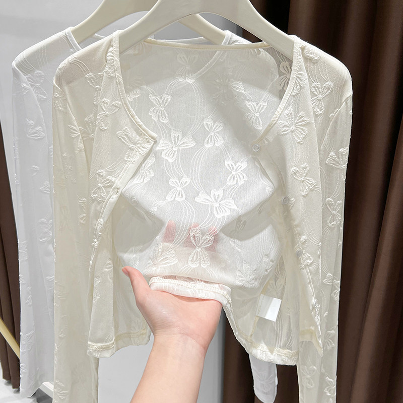 Lace shawl, thin summer new style, to be worn with a camisole dress, as an air conditioning shirt, sun protection jacket, long-sleeved cardigan Lace shawl, thin summer new style, to be worn with a camisole dress, as an air conditioning shirt, sun protection jacket, long-sleeved cardigan