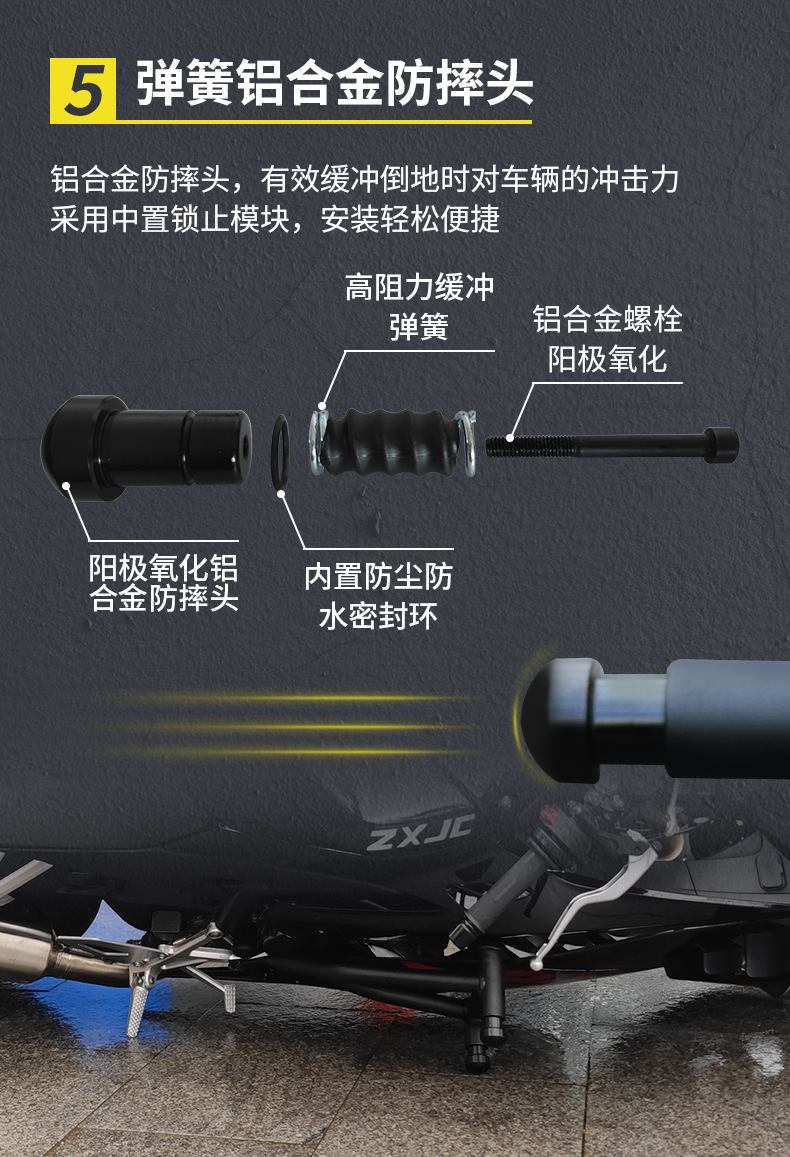 Suitable for Zhang Xue Motorcycle 500Rr Motorcycle Bumper Anti-Fall Anti-Collision Spring Competition Guard Bar Modification Parts