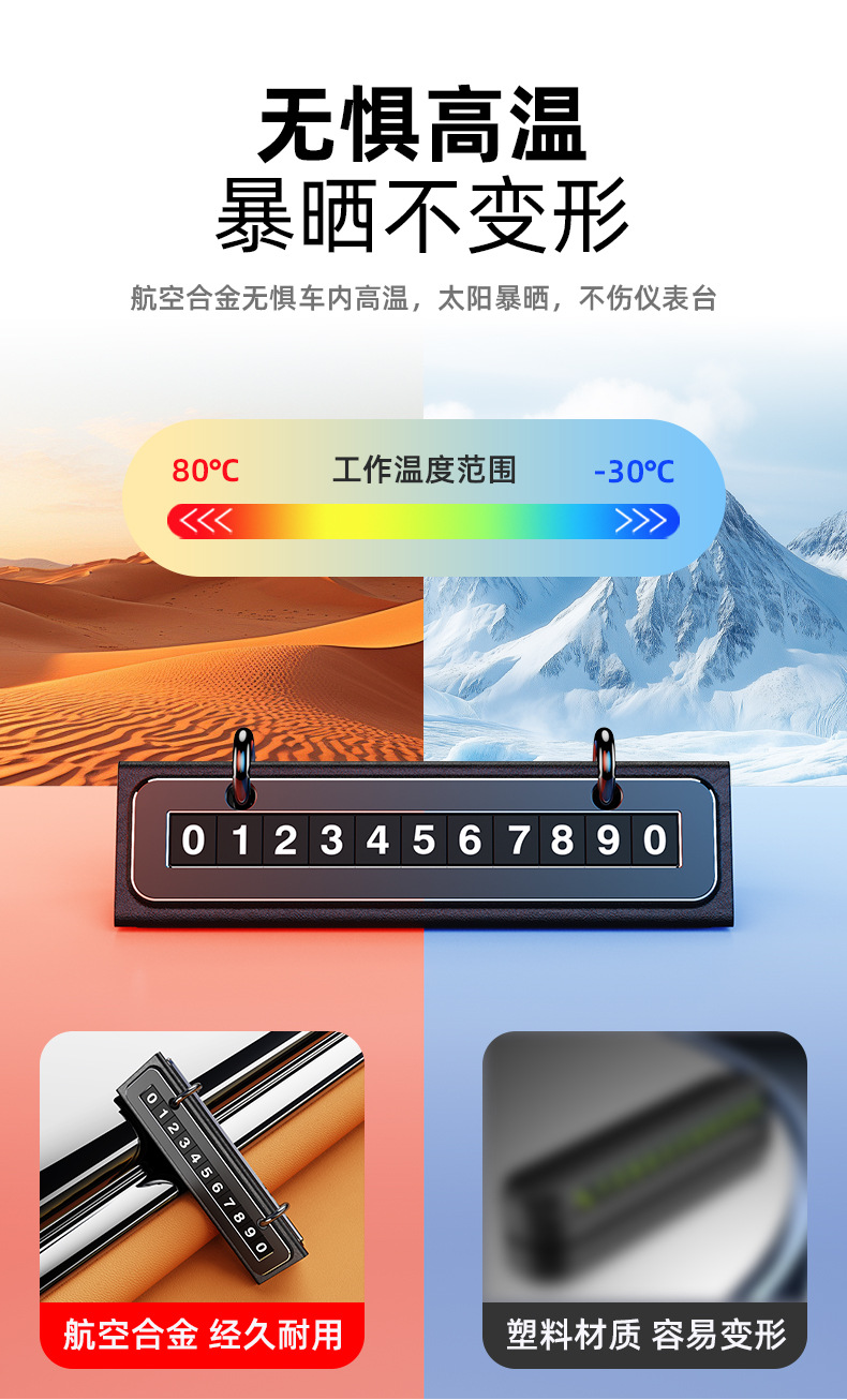 2026 New Model Temporary Parking Sign Creative Car Moving License Plate Car Decoration High-End Alloy Number Plate