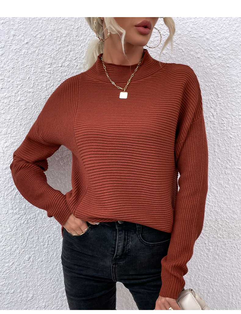 solid color high neck rib sweater nihaostyles wholesale clothing NSMMY83094