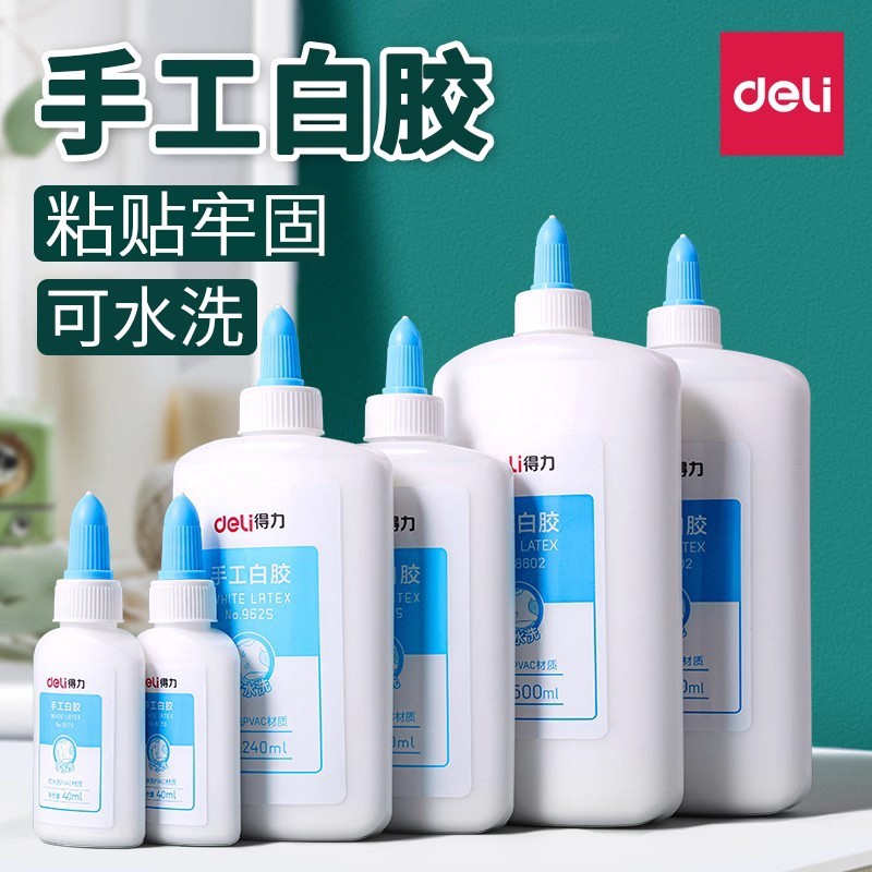 Deli White Glue DIY Craft Glue for Students, Plant-Based Formula Woodworking Glue, Strong Adhesive for Wood Boards