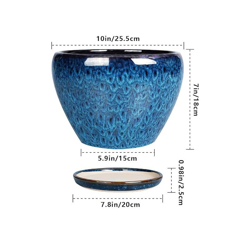 horno azul de cerámica mariposa orquídea verde plantación doméstica gran maceta decoración para el hogar con bandeja Amazon